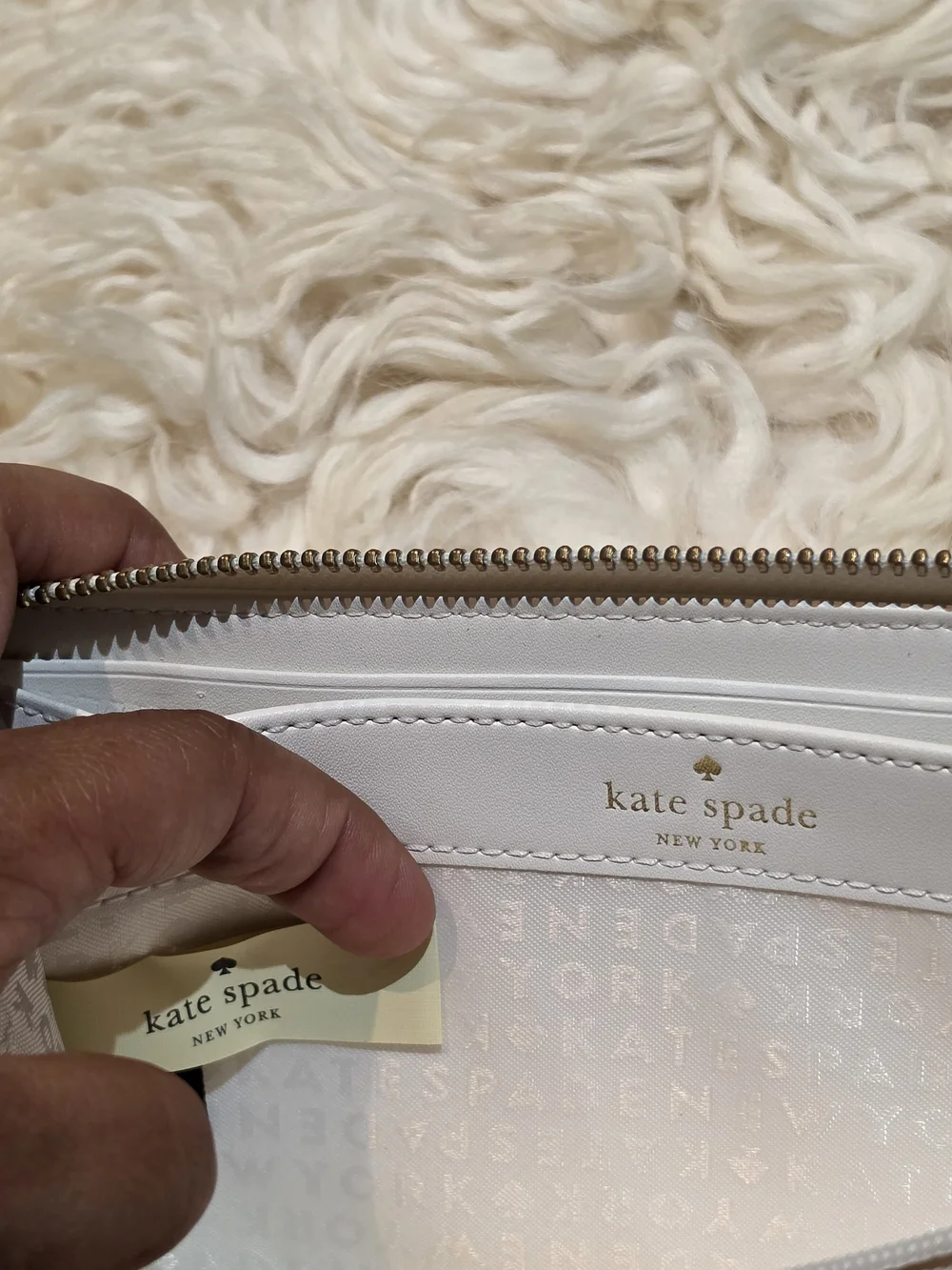 RARE Kate Spade White Laser-Cut Floral Zip Wallet